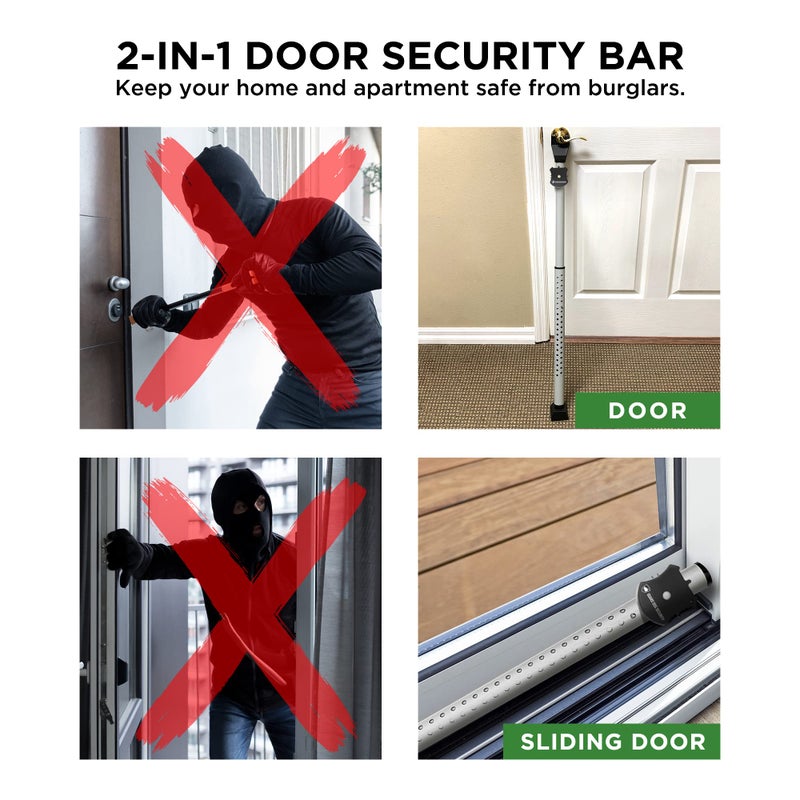 Guard Dog Security Adjustable Sliding Door Security Bar, Door Jammer 2-in-1 Adjustable Door Knob and Sliding Patio Door Stoppers Security with Alarm, 40 Different Adjustments by Guard Dog Security - Image 5